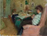 Józef Mehoffer, MŁODA KOBIETA SZYJĄCA, 1893, olej, tektura