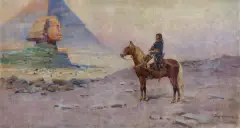 Jerzy Kossak, NAPOLEON PRZED SFINKSEM, 1929, olej, płótno