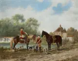 Franz Quaglio, NA POLOWANIU, 1894, olej, deska