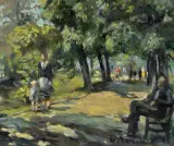Włodzimierz Zakrzewski, ALEJKA W PARKU, 1949, olej, płótno