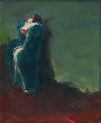 Alicja Wahl, SIEDZĄCA KOBIETA, 1992, olej, płótno