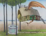Jacek Yerka, DOMEK U ŹRÓDŁA, 2001, pastel, papier