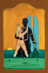 Erwin Sówka, CZARNY ANIOŁ, 2002, olej, kolaż, sklejka