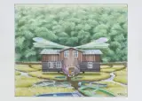 Jacek Yerka, RYBAKÓWKA, 2023, kredki, ołówek, karton