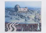 Jacek Yerka, POWRÓT NAD RANEM, 2023, kredki, ołówek, karton