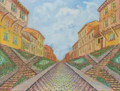 Jan Płaskociński, ULICZKA, 1963, olej, tektura
