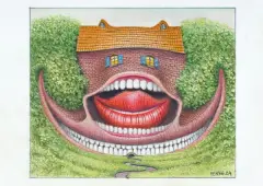 Jacek Yerka, SMILE, 2024, kredki, karton