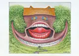 SMILE by Jacek Yerka, 2024, kredki, karton, sold Apr 2025