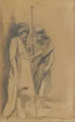 Jacek Malczewski, SZKIC Z WYPRAWY NA BLISKI WSCHÓD, przed 1900, gwasz, akwarela, ołówek, papier nakl. na tekturę