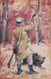 Hiacynt Alchimowicz, PO POLOWANIU, 6 kwietnia 1904, akwarela, ołówek, papier