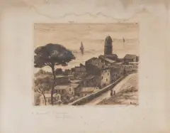 Jan Peske, PEJZAŻ Z COLLIOURE, akwaforta, papier