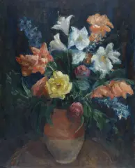 Abraham Weinbaum, KWIATY, olej, tektura