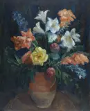 Abraham Weinbaum, KWIATY, olej, tektura