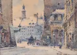 RYNEK STAREGO MIASTA W WARSZAWIE by Władysław Chmieliński, przed 1939, akwarela, gwasz, ołówek, papier, sold Apr 2025