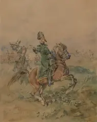 PIOTR WYSOCKI by Juliusz Kossak, 1888, akwarela, gwasz, papier, sold Mar 2025