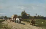Walery Brochocki, NIEDZIELA PO KOŚCIELE. WYPADEK W DRODZE, 1873, olej, płótno naklejone na sklejkę