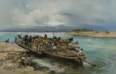 Tadeusz Rybkowski, PRZEWÓZ NA DNIESTRZE, ok. 1892, olej, deska