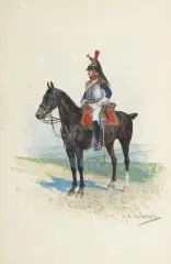 Jan Chełmiński, KIRASJER 14. PUŁKU ARMII KS. WARSZAWSKIEGO, akwarela, gwasz, tektura