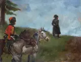 Jerzy Kossak, NAPOLEON NAD NIEMNEM, 1930, olej, tektura
