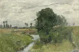 Roman Kochanowski, POCHMURNY DZIEŃ NAD STRUMIENIEM, 30 lipca 1899, olej, karton naklejony na sklejkę
