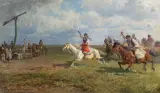 Fritz van der Venne, SCENA PRZY STUDNI, olej, płótno