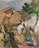 Wojciech Kossak, TRĘBACZ POJĄCY KONIA