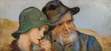STAROŚĆ I MŁODOŚĆ by Vlastimil Hofman, 1924, olej, tektura, sold Mar 2025