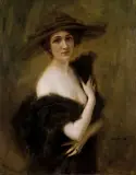 Tadeusz Styka, DAMA W KAPELUSZU, olej, płótno