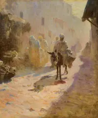ULICZKA W BISKIRZE by Adam Styka, olej, tektura naklejona na sklejkę, sold Mar 2025