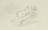 Eugeniusz Zak, PEJZAŻ, ok. 1920, ołówek, kredka, papier