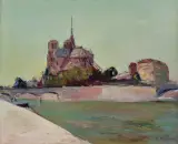 Włodzimierz Terlikowski, PARYŻ, WIDOK NA KATEDRĘ NOTRE-DAME, 1928, olej, płótno
