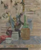 MARTWA NATURA Z BUTELKĄ by Artur Nacht-Samborski, 1956, olej, płótno, sold Mar 2025