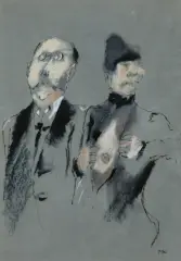 Tadeusz Kantor, POSTACIE ZE SPEKTAKLU „UMARŁA KLASA“, 1982-1983, gwasz, pastel, flamaster, papier