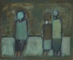 Z CYKLU „LUDZIE“ by Witold-K, 1960, olej, płótno nabite na deskę, offered Mar 2025