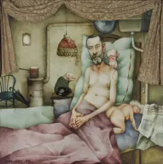 Jerzy Duda-Gracz, PAWEŁ MINKIEWICZ, 1975, olej, płyta pilśniowa, collage