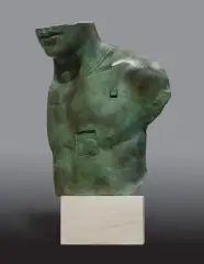 ASKLEPIOS by Igor Mitoraj, 1988, brąz patynowany, trawertyn, offered Mar 2025