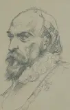 Jan Matejko, SZKIC MĘSKIEJ GŁOWY, ołówek, papier