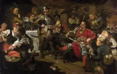 W KARCZMIE by Jan Czesław Moniuszko, 1886, olej, płótno dublowane, sold Dec 2024
