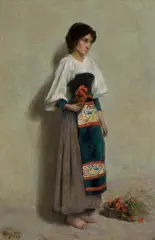 Edward Okuń, STUDIUM KWIACIARKI, 1898, olej, płótno dublowane