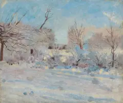 ZIMOWY PORANEK by Józef Chełmoński, ok. 1900, olej, płótno naklejone na tekturę, sold Dec 2024
