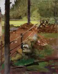 Jacek Malczewski, PEJZAŻ LETNI, ok. 1900, olej, tektura