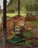 Jacek Malczewski, PEJZAŻ LETNI, ok. 1900, olej, tektura