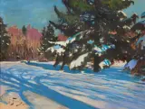 Julian Fałat, LEŚNA POLANA, 1906, gwasz, pastel, tektura