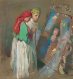 Leon Wyczółkowski, NA BOŻE CIAŁO, 1901, pastel, gwasz, papier