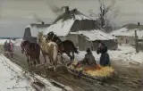 PRZED KARCZMĄ by Czesław (I. Zygmuntowicz) Wasilewski, olej, płótno, sold Dec 2024