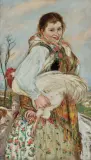 KRAKOWIANKA Z KURĄ by Vlastimil Hofman, 1923, olej, płótno, offered Dec 2024