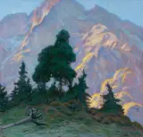 Zefir (Zefiryn) Ćwikliński, SZCZYTY NAD MORSKIM OKIEM, 1925, olej, tektura