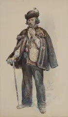 Charles-Boris de Jankowski, CHŁOP Z KOŁOMYI, akwarela, papier