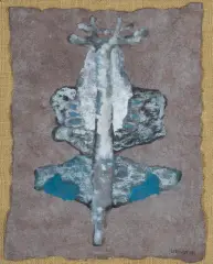 Jan Lebensztejn, FIGURA, 1962, gwasz, papier brązowy czerpany