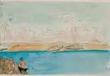 Józef Czapski, SIEDZĄCY NAD WODĄ, akwarela, ołówek, papier